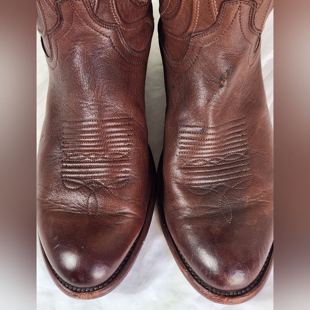 Tecovas Rich Brown Leather Cowboy Boots Size 10.5 - Picture 7 of 14